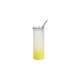 Sublimation Blanks25oz/750ml Glass Skinny Tumbler with Plastic Straw&Lid (Frosted, Gradient Lemon Yellow)