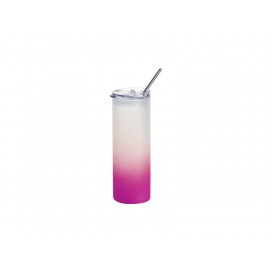 Sublimation Blanks25oz/750ml Glass Skinny Tumbler with Plastic Straw&Lid (Frosted, Gradient Purple)