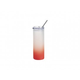 Sublimation Blanks25oz/750ml Glass Skinny Tumbler with Plastic Straw&Lid (Frosted, Gradient Red)