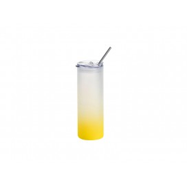 Sublimation Blanks25oz/750ml Glass Skinny Tumbler with Plastic Straw&Lid (Frosted, Gradient Yellow)
