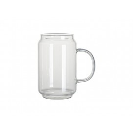 13oz/400ml Clear Can Glass Mug w/ Handle(10/pack)