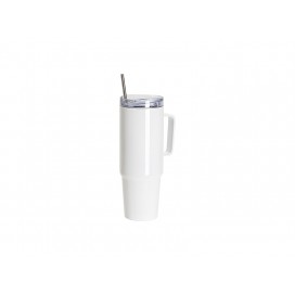 Sublimation Blanks36oz/1080ml Stainless Steel Handled Travel Tumbler with Lid & Straw(White)(10/pack)