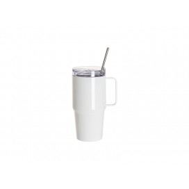 Sublimation Blanks20oz/600ml Stainless Steel Handled Travel Tumbler with Lid & Straw(White)(10/pack)