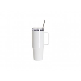 Sublimation Blanks30oz/900ml Stainless Steel Handled Travel Tumbler with Lid & Straw(White)(10/pack)