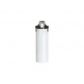 Sublimation Blanks57oz/1700ml Stainless Steel Travel Bottle w/ Black Portable Straw Lid & Handle(White)