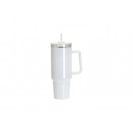 Sublimation Blanks40oz/1200ml Stainless Steel White Travel Tumbler with Lid & Straw(White Handle)(10/pack)