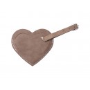 Double Side PU Leather Luggage Tag(Gray, Heart Shape) (10/Pack)