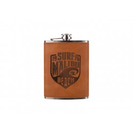 8oz Stainless Steel Flask with PU Cover(Brown) (10/carton)
