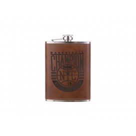 8oz Stainless Steel Flask with PU Cover(Dark Brown) (10/carton)