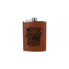 8oz Stainless Steel Flask with PU Cover(Chestnut) (10/carton)