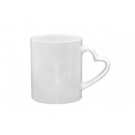 11 oz white mug with heart handle (36/case)