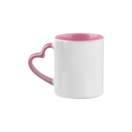 11oz Inner Rim Color Mug with Heart Handle (Pink) (36/case)