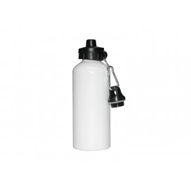 600ml White Aluminium Water Bottle with two tops (60/case)