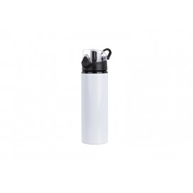 750ml Alu Water Bottle with Black Cap (White) (10/pack)