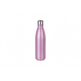 17oz/500ml Glitter Stainless Steel Cola Shaped Bottle (Pink) (50/carton)