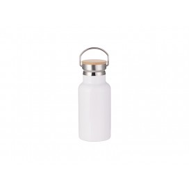 350ml/12oz Portable Bamboo Lid Stainless Steel Bottle (White) (20/carton)