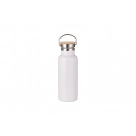 500ml/17oz Portable Bamboo Lid Stainless Steel Bottle (White) (20/carton)
