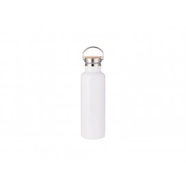 750ml/25oz Portable Bamboo Lid Stainless Steel Bottle (White) (20/carton)