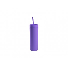 Sublimation 16OZ/473ml Double Wall Plastic Mug with Straw & Lid (Purple, Paint) (10/pack)
