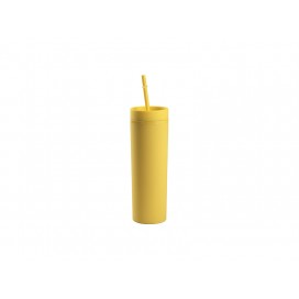 Sublimation 16OZ/473ml Double Wall Plastic Mug with Straw & Lid (Yellow, Paint) (10/pack)