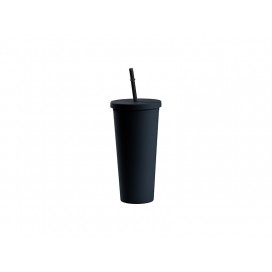 Sublimation 24OZ/700ml Double Wall Plastic Tumbler with Straw & Lid (Black, Paint)(10/pack)