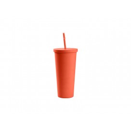 Sublimation 24OZ/700ml Double Wall Plastic Tumbler with Straw & Lid (Coral Red, Paint)(10/pack)