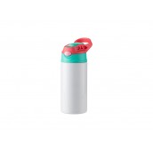 12oz/360ml Kids Stainless Steel Bottle With Silicon Straw & Red Cap(White)MOQ 1000pcs