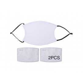 Sublimation Face Mask with Filter(Full White) With Black strap (10/pack)