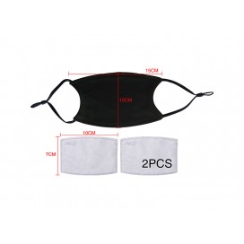 11*16.5cm Full Cotton Face Mask with Filter (Black, Small) (10/pack)