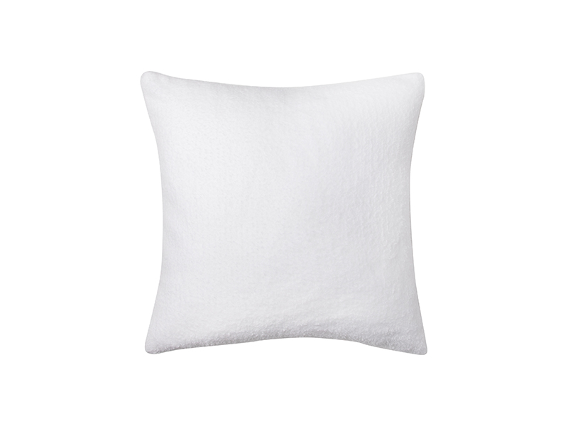 Square Blended Plush Pillow Cover (White w/ White, 40*40cm) (10/pack ...