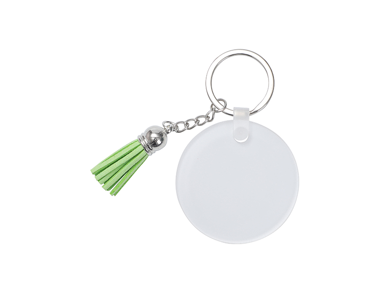 Acrylic Keyring W/ Green Tassel (Round, φ5*0.4cm)(10/pack)-BestSub ...